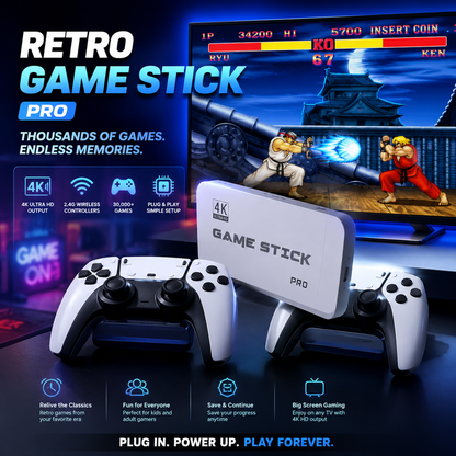 Retro Game Stick Pro + 2 Wireless Controllers