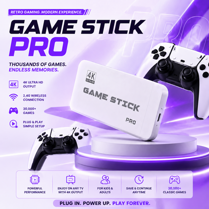Retro Game Stick Pro + 2 Wireless Controllers