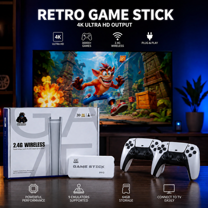Retro Game Stick Pro + 2 Wireless Controllers